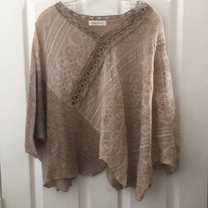 Ladies Simply Couture Caftan-like Semi-sheer Embroidered top xl